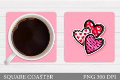 Hearts Coaster Sublimation. Valentines Coaster Design Product Image 1