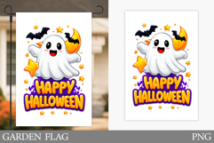 Cute Ghost Garden Flag. Cute Halloween Garden Flag Design Product Image 1