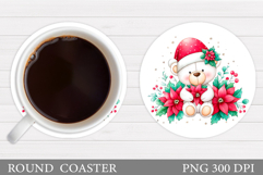 Cute Bear Coaster Design. Christmas Coaster Sublimation Product Image 1