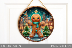 Gingerbread Door Sign Design. Christmas Door Sign Product Image 1