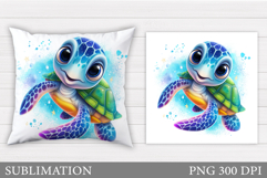 Turtle Pillow Sublimation. Turtle Sublimation Product Image 1
