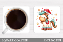 Christmas Horse Coaster. Christmas Coaster Sublimation Product Image 1