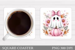 Halloween Cat Coaster. Halloween Ghost Coaster Design Product Image 1