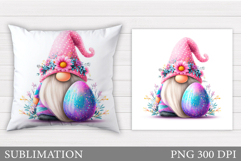 Easter Gnome Pillow Design. Easter Pillow Sublimation Product Image 1