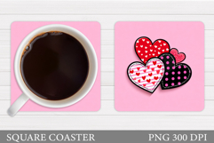 Hearts Coaster Sublimation. Valentines Coaster Design Product Image 1