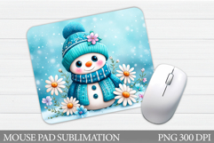 Snowman Mouse Pad Sublimation. Christmas Mouse Pad Product Image 1
