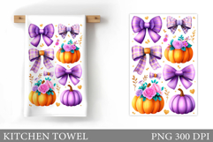 Fall Pumpkin Kitchen Towel. Fall Kitchen Towel Sublimation Product Image 1