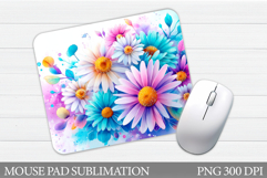 Daisy Flowers Mouse Pad. Flowers Mouse Pad Sublimation Product Image 1