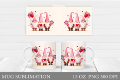 Valentines Gnome Mug. Valentines Mug Sublimation Product Image 1