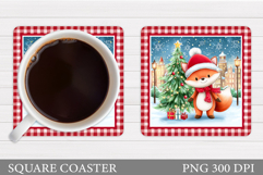 Christmas Fox Coaster. Christmas Coaster Sublimation Product Image 1