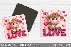 Highland Cow Magnet. Valentines Cow Magnet Sublimation Product Image 1