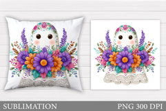 Cute Ghost Pillow Design. Cute Ghost Sublimation Product Image 1