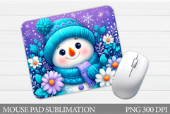 Snowman Mouse Pad Design. Christmas Mouse Pad Sublimation Product Image 1