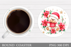 Christmas Bear Coaster Design. Christmas Round Coaster Product Image 1