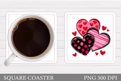 Hearts Coaster Sublimation. Hearts Square Coaster Design Product Image 1