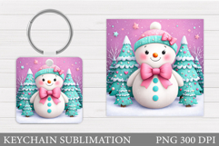 Cute Snowman Keychain Design. Christmas Keychain Sublimation Product Image 1