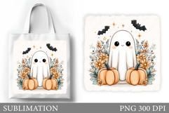Halloween Ghost Tote Bag Design. Cute Halloween Sublimation Product Image 1