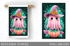 Cute Ghost Kitchen Towel. Halloween Kitchen Towel Design Product Image 1