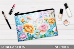 Flowers Makeup Bag Design. Floral Makeup Pouch Sublimation Product Image 1