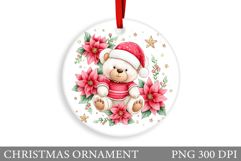 Cute Bear Christmas Ornament. Christmas Bear Sublimation Product Image 1
