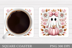 Halloween Cat Coaster. Halloween Ghost Coaster Design Product Image 1