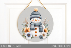 Christmas Snowman Door Sign. Christmas Door Sign Sublimation Product Image 1