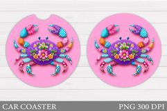 Crab Car Coaster Design. Sea Car Coaster Sublimation Product Image 1