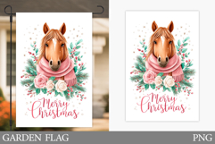 Christmas Horse Garden Flag. Christmas Garden Flag Design Product Image 1