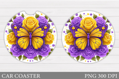 Butterfly Car Coaster. Flowers Car Coaster Design Product Image 1