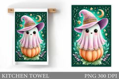 Cute Ghost Kitchen Towel. Halloween Kitchen Towel Design Product Image 1