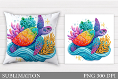 Sea Turtle Pillow Design. Turtle Sublimation Product Image 1