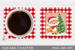 Christmas Fox Coaster. Christmas Coaster Sublimation Product Image 1