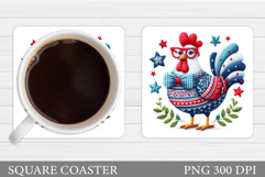 Cute Chicken Coaster. Patriotic Coaster Sublimation Product Image 1