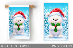 Christmas Bear Kitchen Towel. Christmas Kitchen Towel Design Product Image 1