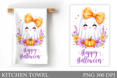 Cute Ghost Kitchen Towel. Halloween Kitchen Towel Design Product Image 1