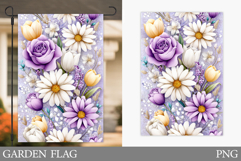 Flowers Garden Flag Sublimation. Floral Garden Flag Design Product Image 1