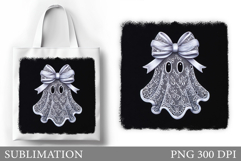 Cute Ghost Tote Bag Design. Cute Halloween Sublimation Product Image 1