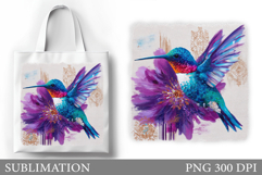 Hummingbird Tote Bag Sublimation. Hummingbird Sublimation Product Image 1