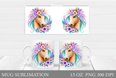 Cute Horse Mug Wrap Design. Horse Mug Sublimation Product Image 1