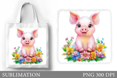 Cute Pig Tote Bag Design. Cute Pig Sublimation Product Image 1