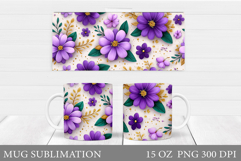 Flowers Mug Sublimation. Floral Mug Wrap Design Product Image 1