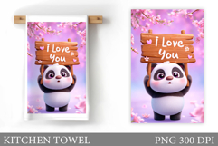Valentines Panda Kitchen Towel. Valentines Kitchen Towel Product Image 1