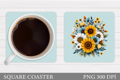 Floral Coaster Design. Flowers Coaster Sublimation Product Image 1