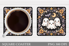 Ghost Coaster Sublimation. Halloween Coaster Design Product Image 1