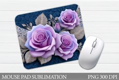 Roses Mouse Pad Sublimation. Flowers Mouse Pad Design Product Image 1