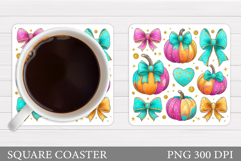 Pumpkin Coaster Design. Fall Coaster Sublimation Product Image 1