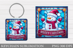 Cute Snowman Keychain Sublimation. Christmas Keychain Design Product Image 1