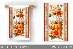 Fall Pumpkin Kitchen Towel. Fall Kitchen Towel Sublimation Product Image 1