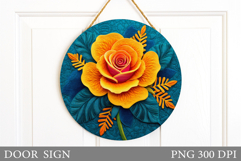 Rose Door Sign Sublimation. Flowers Door Sign Design Product Image 1