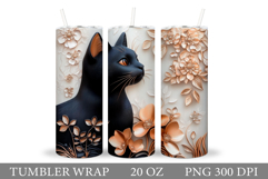 Black Cat Tumbler Design. Black Cat Sublimation Product Image 1